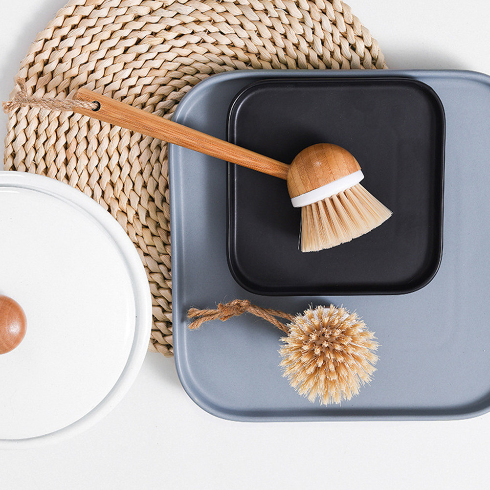 Dish Brush Bamboo - 1 stuks keukenborstel met bamboe handvat,